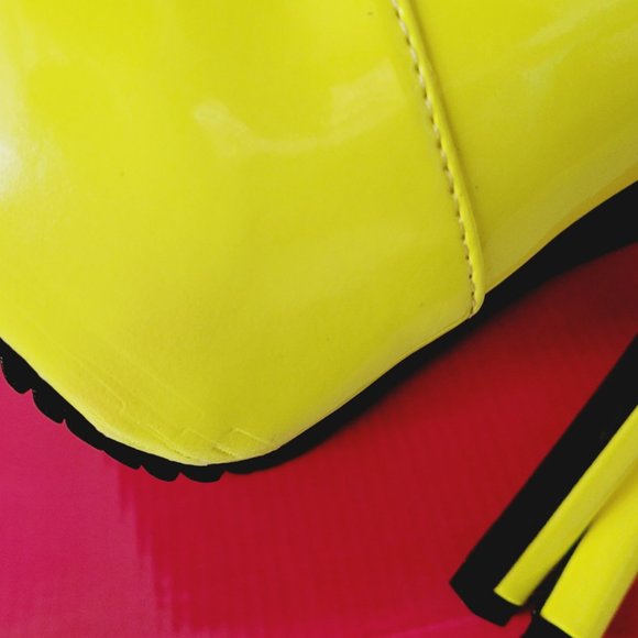 Dollhouse Neon Yellow High Heel Booties - Picture 13 of 14